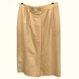 Vintage Paul Stanley cream midi front slit wool skirt with pockets size 14